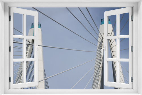 Fototapeta Naklejka Na Ścianę Okno 3D - Cable-stayed bridge against the blue sky