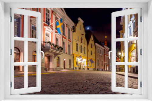 Fototapeta Naklejka Na Ścianę Okno 3D - Tallinn. Estonia. Old town at night.