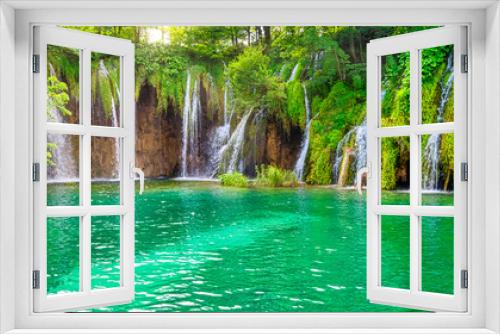 Fototapeta Naklejka Na Ścianę Okno 3D - Amazing waterfalls landscape in Plitvice Lakes, Croatia