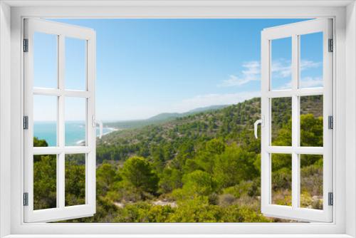 Fototapeta Naklejka Na Ścianę Okno 3D - Mediterranean sea and pine forest on a sunny summer day. Beautiful spanish coast.