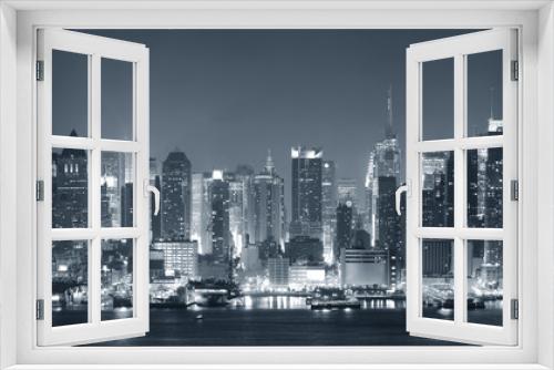 Fototapeta Naklejka Na Ścianę Okno 3D - New York City nigth black and white