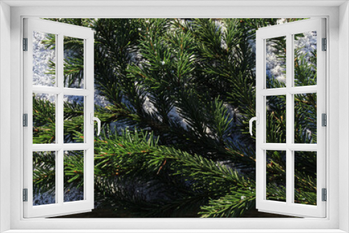 Fototapeta Naklejka Na Ścianę Okno 3D - Ð¡hristmas background for postcards, web site design, advertising, made of.snow and tree branches