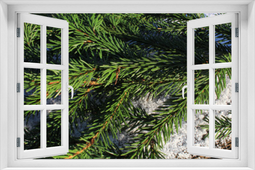 Fototapeta Naklejka Na Ścianę Okno 3D - Ð¡hristmas background for postcards, web site design, advertising, made of.snow and tree branches