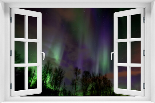 Fototapeta Naklejka Na Ścianę Okno 3D - The aurora borealis brightens a dark Alaska winter night