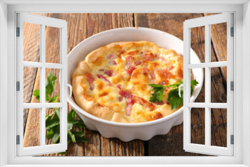 Fototapeta Naklejka Na Ścianę Okno 3D - homemade quiche with egg, cream and cheese