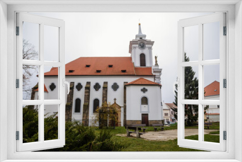 Fototapeta Naklejka Na Ścianę Okno 3D - Baroque saint Gothard church in old historic center of Cesky Brod, Central Bohemia, Czech Republic