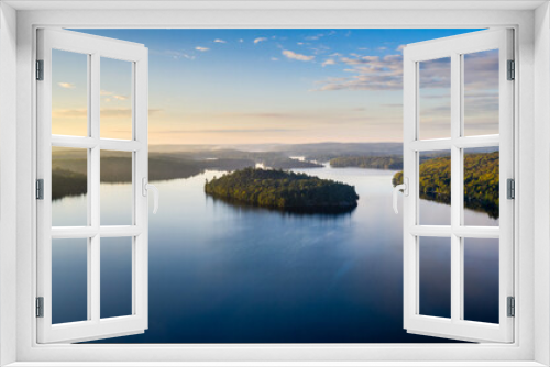 Fototapeta Naklejka Na Ścianę Okno 3D - High angle view of a lake and forest