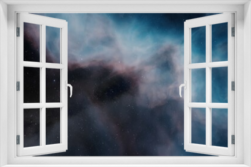 Fototapeta Naklejka Na Ścianę Okno 3D - Science fiction illustrarion, deep space nebula, colorful space background with stars 3d render