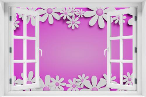 Fototapeta Naklejka Na Ścianę Okno 3D - White daisy on circular gradient pink background