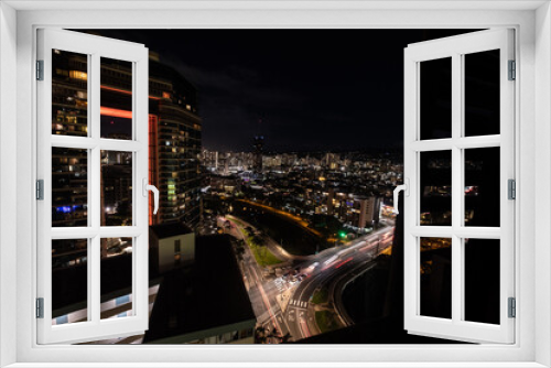 Fototapeta Naklejka Na Ścianę Okno 3D - a city at night