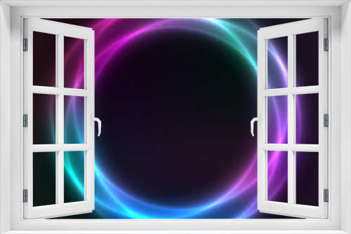 Fototapeta Naklejka Na Ścianę Okno 3D - Abstract vector background from neon geometric shapes, vector template, round frame, wallpaper