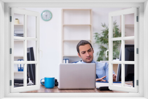 Young male employee working in the office