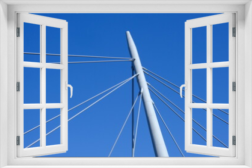 Fototapeta Naklejka Na Ścianę Okno 3D - Suspension bridge top and blue sky