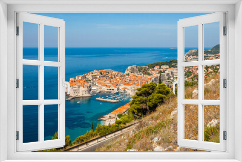 Fototapeta Naklejka Na Ścianę Okno 3D - View to the Old Port and Old Town of Dubrovnik, Croatia