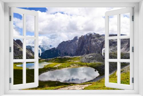 Fototapeta Naklejka Na Ścianę Okno 3D - Beautiful Italy's Dolomites region in Italy with mountain lake view in summer