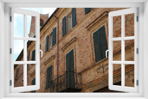 Fototapeta Naklejka Na Ścianę Okno 3D - Facade of ancient building in the town of Citta della Pieve in Umbria, Italy