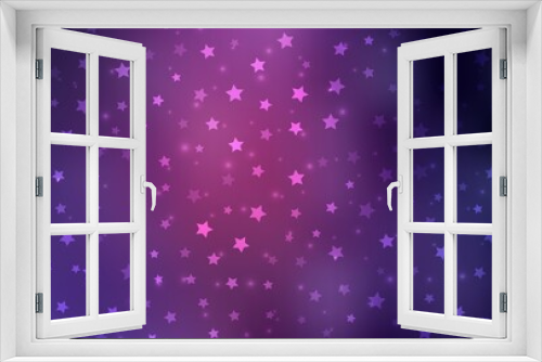 Fototapeta Naklejka Na Ścianę Okno 3D - Dark Purple, Pink vector layout with bright snowflakes, stars.