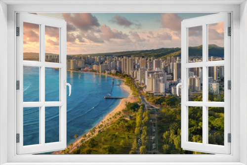 Fototapeta Naklejka Na Ścianę Okno 3D - Honolulu with a sunny and cloudy sky
