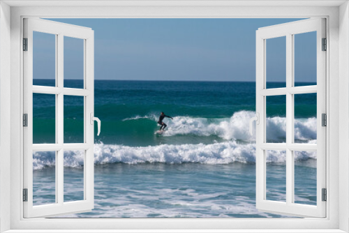 Fototapeta Naklejka Na Ścianę Okno 3D - Spanish Atlantic coast in Cadiz, perfect surfing spot in Europe. Surfer surfing nice wave in a winter afternoon