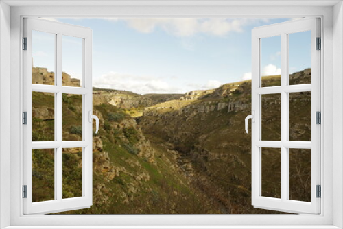 Fototapeta Naklejka Na Ścianę Okno 3D - Matera, Italia, paesaggio, gravina, panorama, veduta, natura, rocce