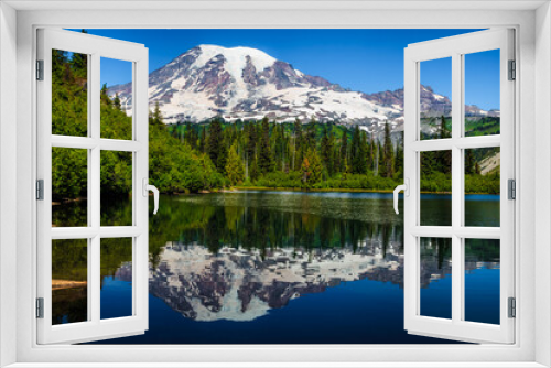 Fototapeta Naklejka Na Ścianę Okno 3D - Beautful Reflection of Mt Rainier from Bench Lake, Mt Rainier National Park, Washington