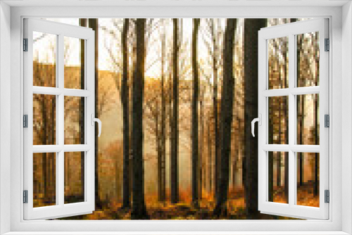 Fototapeta Naklejka Na Ścianę Okno 3D - Pejzaż z jesiennymi drzewami w górach. Landscape with autumn trees in the mountains (Beskid Mały).