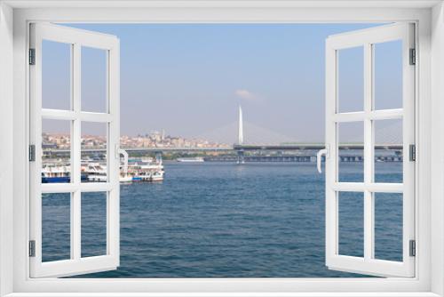 Fototapeta Naklejka Na Ścianę Okno 3D - Golden Horn Metro Bridge at sunny day, Istanbul