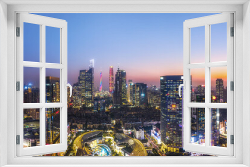 Fototapeta Naklejka Na Ścianę Okno 3D - Aerial photography of Chinese city night view and modern building landscape skyline