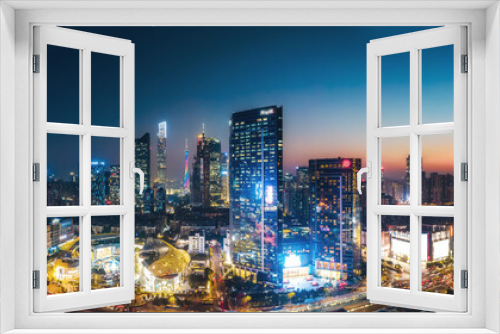 Fototapeta Naklejka Na Ścianę Okno 3D - Aerial photography of Chinese city night view and modern building landscape skyline