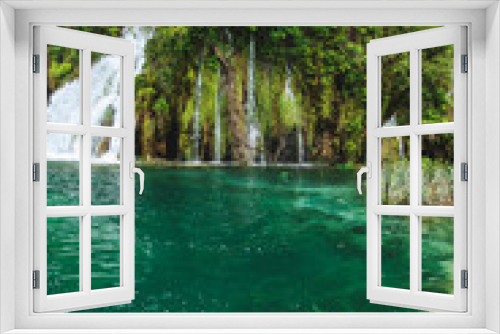 Fototapeta Naklejka Na Ścianę Okno 3D - Plitvice Lakes beautiful nature, wood bridge. lakes, waterfall, rainbow, rivers.