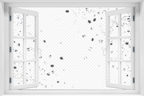 Fototapeta Naklejka Na Ścianę Okno 3D - Silver Star Carnival Vector Transparent 