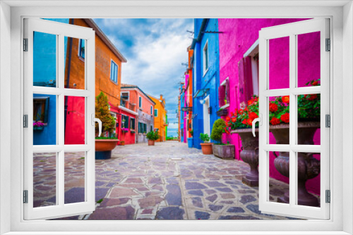 Fototapeta Naklejka Na Ścianę Okno 3D - Colourful Burano island near Venice, Italy