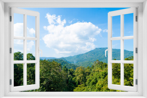 Fototapeta Naklejka Na Ścianę Okno 3D - mountain hill with cloud and blue sky