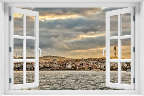 Fototapeta Naklejka Na Ścianę Okno 3D - Istanbul, Panoramic view over the Bosphorus, HDR Image
