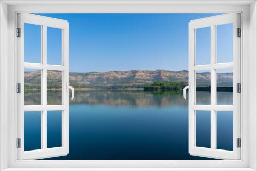 Fototapeta Naklejka Na Ścianę Okno 3D - Panoramic view of beautiful Panshet dam located in Pune, Maharashtra, India