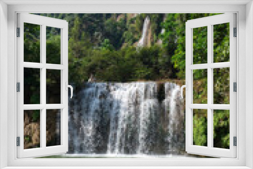 Fototapeta Naklejka Na Ścianę Okno 3D - Beautiful Deep Forest Waterfall and River Stream in Thailand.