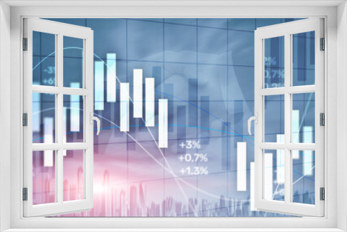 Fototapeta Naklejka Na Ścianę Okno 3D - Financial Investment Concept. Stock market trading graph and candlestick chart.