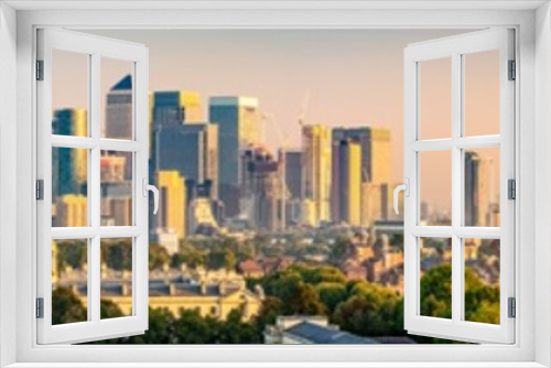 Fototapeta Naklejka Na Ścianę Okno 3D - Morning panorama of Canary Wharf in London,England