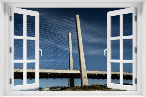 Fototapeta Naklejka Na Ścianę Okno 3D - Delaware Memorial steel suspension Bridge over Delaware River, 1968 Westbound, 1951 Eastbound