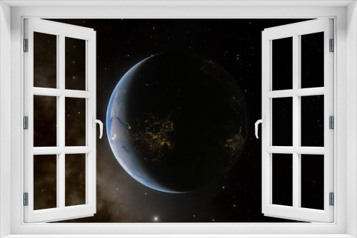 Fototapeta Naklejka Na Ścianę Okno 3D - earth nigth in space