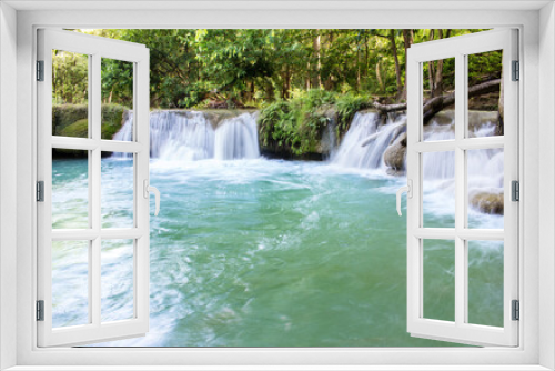 Fototapeta Naklejka Na Ścianę Okno 3D - Waterfalls Erawan National Park Thailand