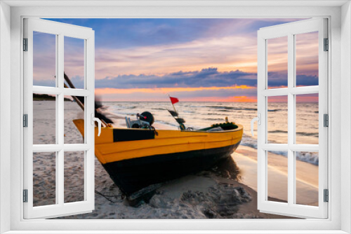 Fototapeta Naklejka Na Ścianę Okno 3D - fishing boat on the beach - baltic sea