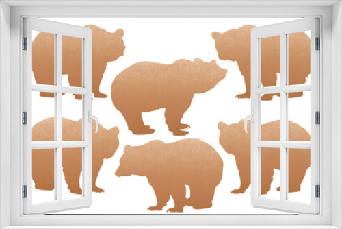 Fototapeta Naklejka Na Ścianę Okno 3D - Wild bear silhouettes. Clip art kit on white background