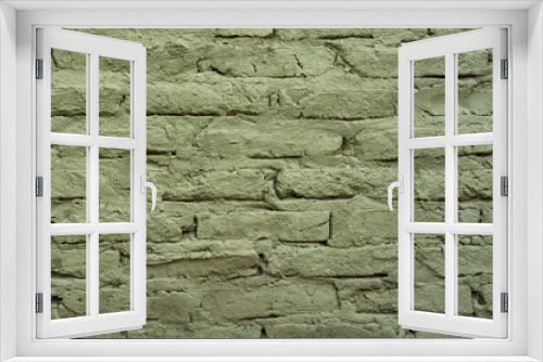 Fototapeta Naklejka Na Ścianę Okno 3D - Green brick wall background