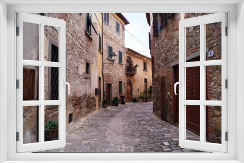 Fototapeta Naklejka Na Ścianę Okno 3D - Typical street in the ancient medieval village of Montefioralle, Tuscany, Italy