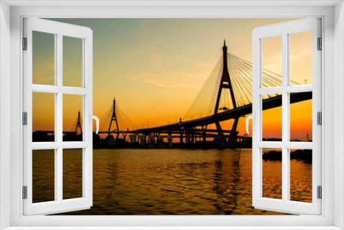 Fototapeta Naklejka Na Ścianę Okno 3D - sunset view on the Rama 3 bridge in Bangkok