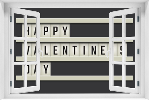 Modern board with text 'Happy Valentine’s day' on a grey background. Valentine's Day 14 February banner