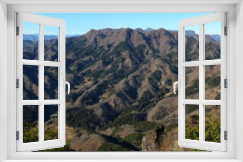 Fototapeta Naklejka Na Ścianę Okno 3D - View from the summit of 100 famous mountains of Gunma and Mt. Shikadake (late autumn / early winter) (panorama) ぐんま百名山・鹿岳山頂からの展望 (晩秋/初冬)(パノラマ)