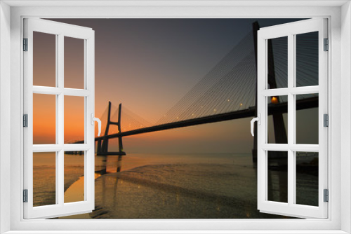 Fototapeta Naklejka Na Ścianę Okno 3D - Imagem nocturna da Ponte Vasco da Gama