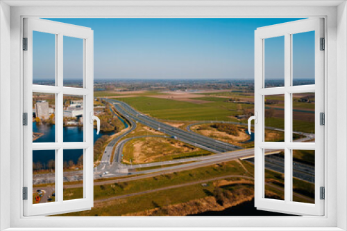 Fototapeta Naklejka Na Ścianę Okno 3D - Aerial drone shot of the highway in the Netherlands.